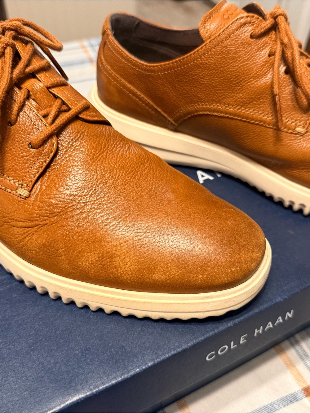Cole Haan Grand Plus Men's Tan Leather Plain Toe Oxford - Picture 3 of 7